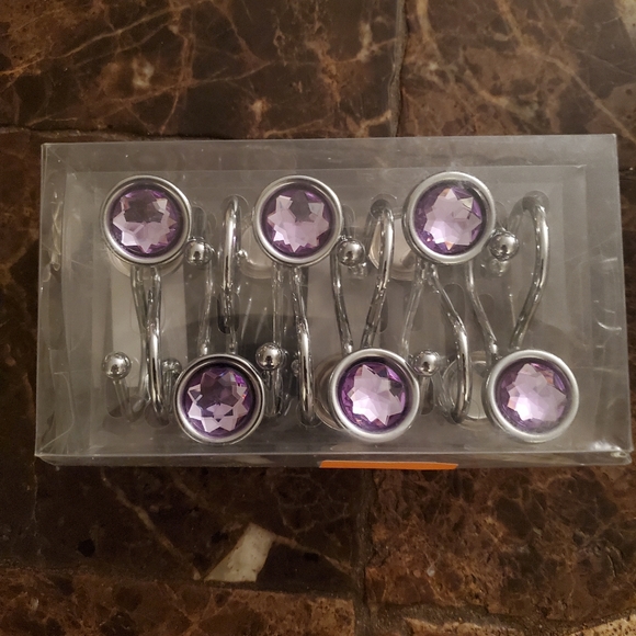 12 Pieces Shower Curtain Hooks, Rustproof S Shape purple silver Liner Hooks NWT - Picture 2 of 2